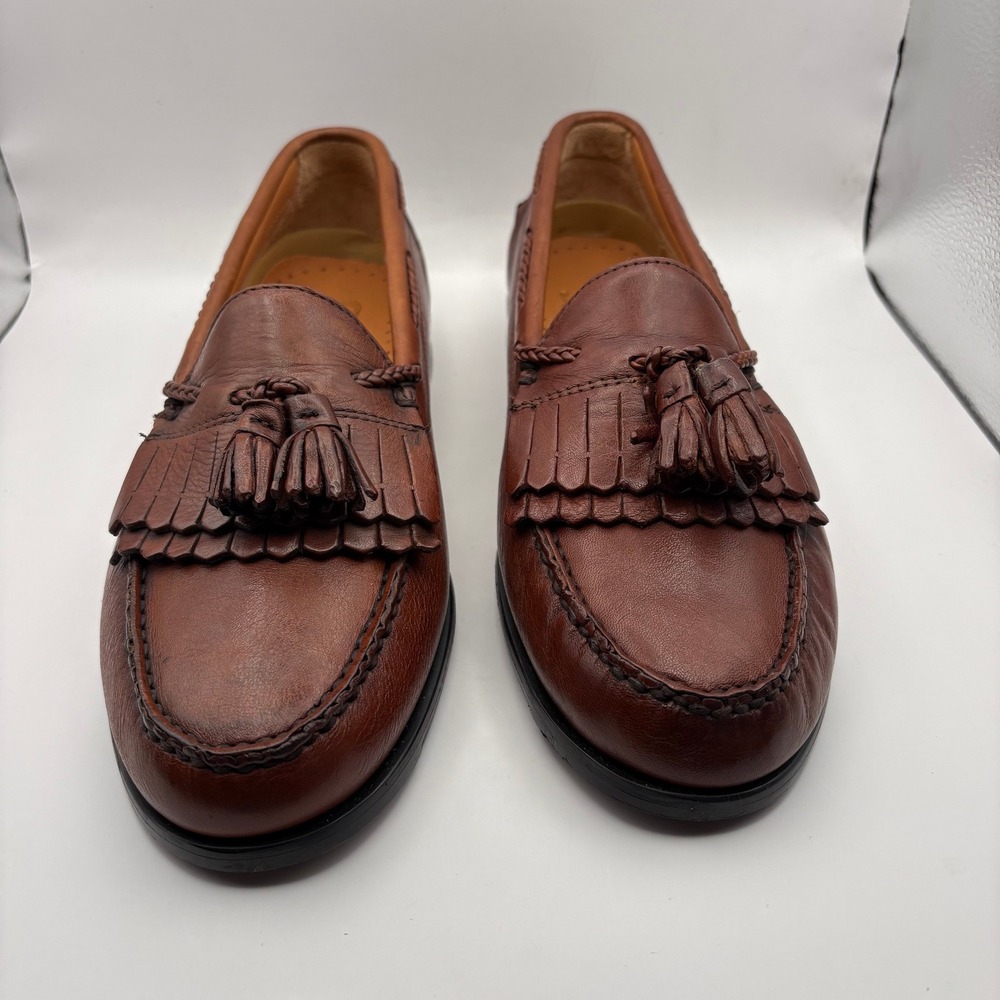 NWT French Shriner Richmond Brown Leather Kiltie Tassel Loafers 25014 Mens 9 M